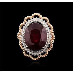 14KT Two-Tone Gold 16.90ct Ruby and Diamond Ring