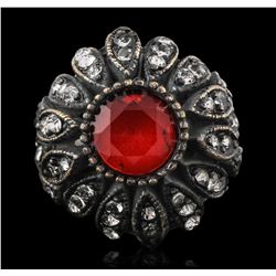 Silver 1.45ct Red Crystal and Cubic Zirconia Ring