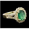 Image 2 : 14KT Yellow Gold 1.89ct Emerald and Diamond Ring