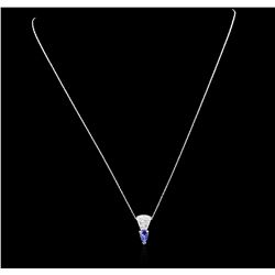 14KT White Gold 0.92ct Tanzanite and Diamond Pendant With Chain