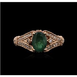 14KT Rose Gold 1.22ct Emerald and Diamond Ring