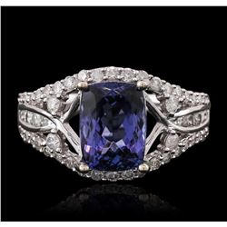 14KT White Gold 2.53ct Tanzanite and Diamond Ring