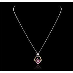 14KT Two-Tone Gold 0.86ct Ruby, Sapphire and Diamond Pendant With Chain