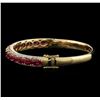 Image 2 : 7.28ctw Ruby and Diamond Bangle Bracelet - 14KT Yellow Gold