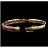 Image 3 : 7.28ctw Ruby and Diamond Bangle Bracelet - 14KT Yellow Gold