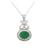 Image 2 : 14KT White Gold 4.46ct Emerald and Diamond Pendant With Chain