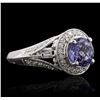 Image 2 : 14KT White Gold 1.68ct Tanzanite and Diamond Ring