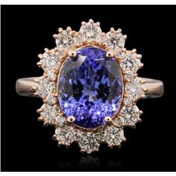 14KT Rose Gold 4.04ct Tanzanite and Diamond Ring