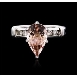 14KT White Gold 2.63ct Morganite and Diamond Ring