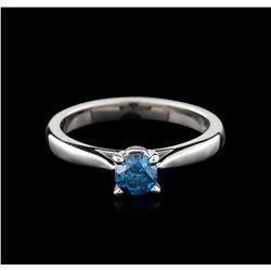 14KT White Gold 0.47ct Round Cut Fancy Blue Diamond Solitaire Ring