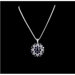 14KT White Gold 32.34ctw Sapphire & Diamond Pendant with Chain