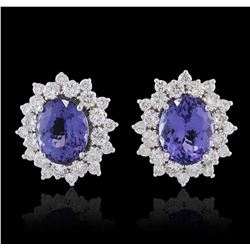 14KT White Gold 5.82ctw Tanzanite and Diamond Earrings