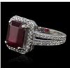 Image 2 : 14KT White Gold 5.56ct Ruby and Diamond Ring