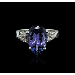 14KT White Gold 4.58ct Tanzanite and Diamond Ring