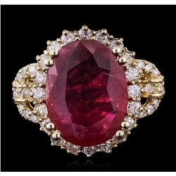 14KT Yellow Gold 5.84ct Ruby and Diamond Ring