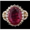 Image 1 : 14KT Yellow Gold 5.84ct Ruby and Diamond Ring