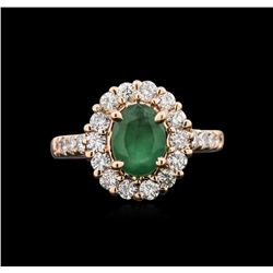 1.17ct Emerald and Diamond Ring - 14KT Rose Gold