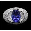 Image 1 : 14KT White Gold 2.70ct Tanzanite and Diamond Ring