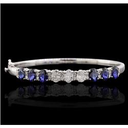 14KT White Gold 5.76ctw Sapphire and Diamond Bracelet