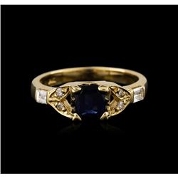 14KT Yellow Gold 1.00ct Sapphire and Diamond Ring