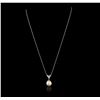 Image 2 : 14KT White Gold Pearl and Diamond Pendant With Chain