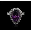 Image 1 : 14KT White Gold 5.50ct Amethyst and Diamond Ring