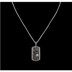 3.00ctw Black Diamond Pendant With Chain - SILVER