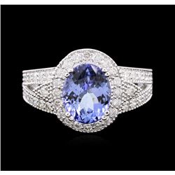 14KT White Gold 3.14ct Tanzanite and Diamond Ring