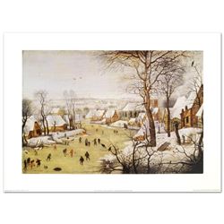 Winter Landscape with Skaters and Bird-trap by Brueghel