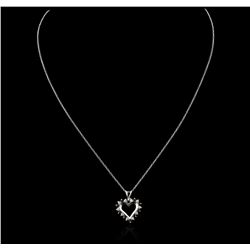 14KT White Gold 0.10ctw Sapphire and Diamond Heart Pendant With Chain