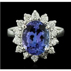 14KT White Gold 3.67ct Tanzanite and Diamond Ring