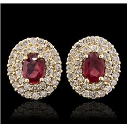 14KT Yellow Gold 2.07ctw Ruby and Diamond Earrings