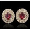 Image 1 : 14KT Yellow Gold 2.07ctw Ruby and Diamond Earrings