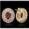 Image 2 : 14KT Yellow Gold 2.07ctw Ruby and Diamond Earrings