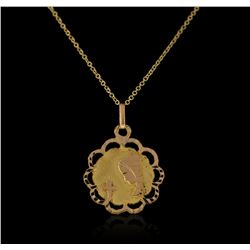 14KT Yellow Gold Mary Pendant With Chain