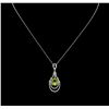 Image 1 : 3.00ct Peridot and Diamond Pendant With Chain - 14KT White Gold