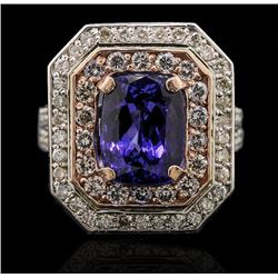14KT Rose and White Gold 4.29ct Tanzanite and Diamond Ring