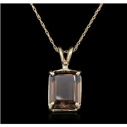 14KT Yellow Gold 4.00ct Topaz Pendant With Chain