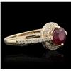 Image 2 : 14KT Yellow Gold 1.56ct Ruby and Diamond Ring