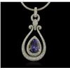 Image 1 : 14KT Two-Tone Gold 5.73ct Tanzanite and Diamond Pendant With Chain