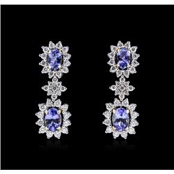 14KT Two-Tone Gold 1.76ctw Tanzanite and Diamond Earrings