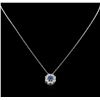 Image 1 : 1.20ctw Blue and White Sapphire Pendant With Chain - 14KT White Gold
