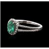 Image 2 : 14KT White Gold 0.63ct Emerald and Diamond Ring