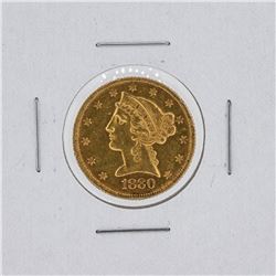 1880 $5 AU Liberty Head Half Eagle Coin