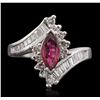 Image 1 : 14KT White Gold 0.71ct Ruby and Diamond Ring