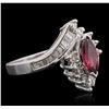 Image 2 : 14KT White Gold 0.71ct Ruby and Diamond Ring