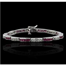 14KT White Gold 0.90ctw Ruby and Diamond Bracelet