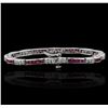 Image 2 : 14KT White Gold 0.90ctw Ruby and Diamond Bracelet