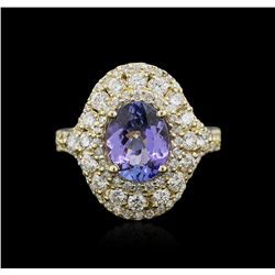 14KT Yellow Gold 2.05ct Tanzanite and Diamond Ring