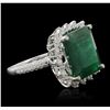 Image 1 : 14KT White Gold 8.82ct Emerald and Diamond Ring